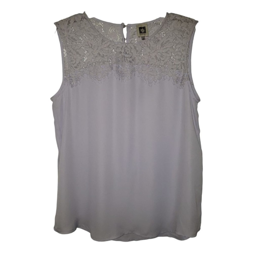 Anne Klein Women's Sleeveless Lace Blouse Medium Lavender Lilac Purple